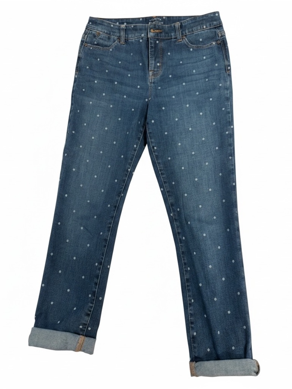 Talbots Dark Blue Polka Dot Boyfriend Jeans